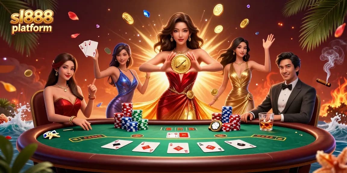Experience the excitement of the sl888 platform with a thrilling casino scene featuring dynamic gameplay elements and vibrant visuals.