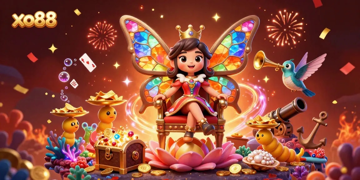 Experience the excitement of xo88 with a vibrant casino-themed illustration showcasing rich elements and characters.
