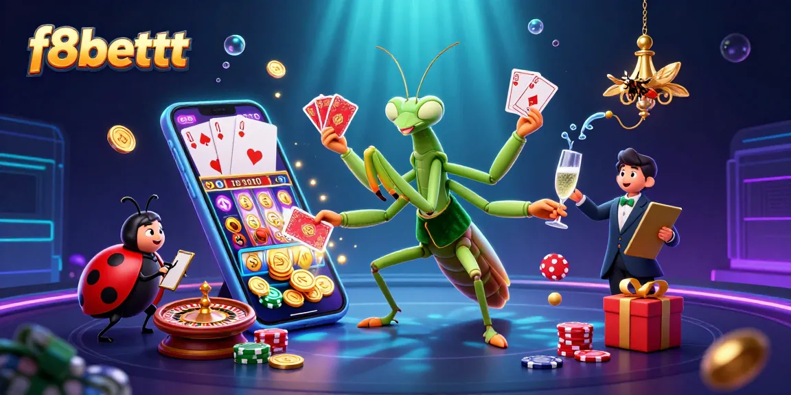Experience the thrilling world of online gambling with F8BETTT, showcasing vibrant game elements and exciting characters.