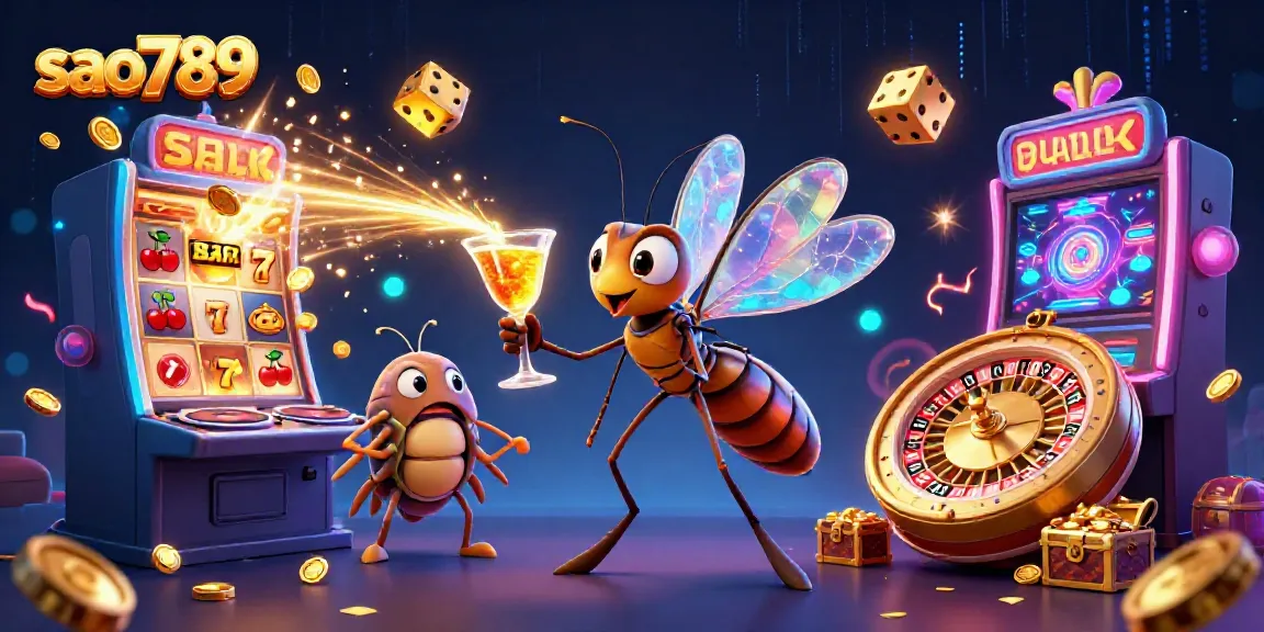 Experience the vibrant entertainment at sao789 featuring a dynamic casino scene with a golden cocktail and exciting game elements.