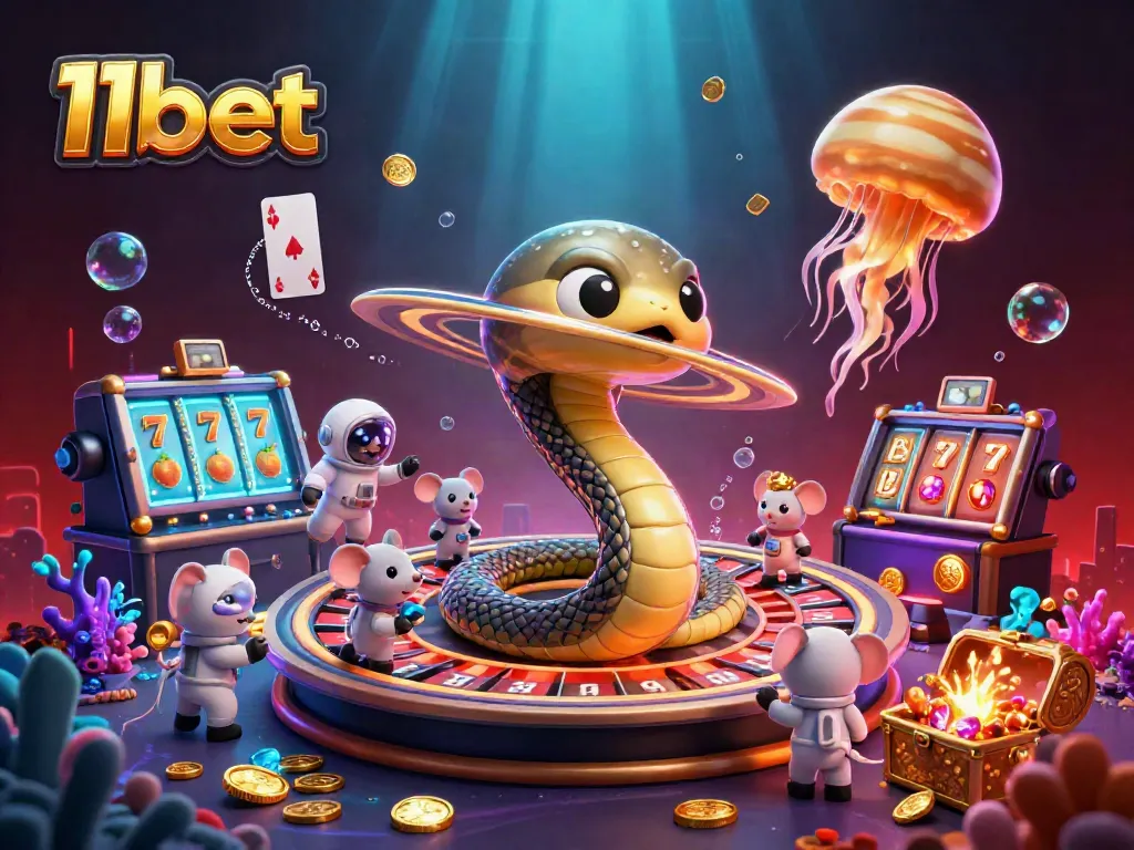 Experience cosmic betting action in 11bet's vibrant casino scene with a unique roulette wheel.