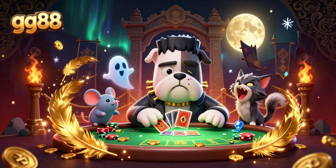 gg88 features an engaging scene with unique characters and dynamic gambling elements in a vibrant casino setting.