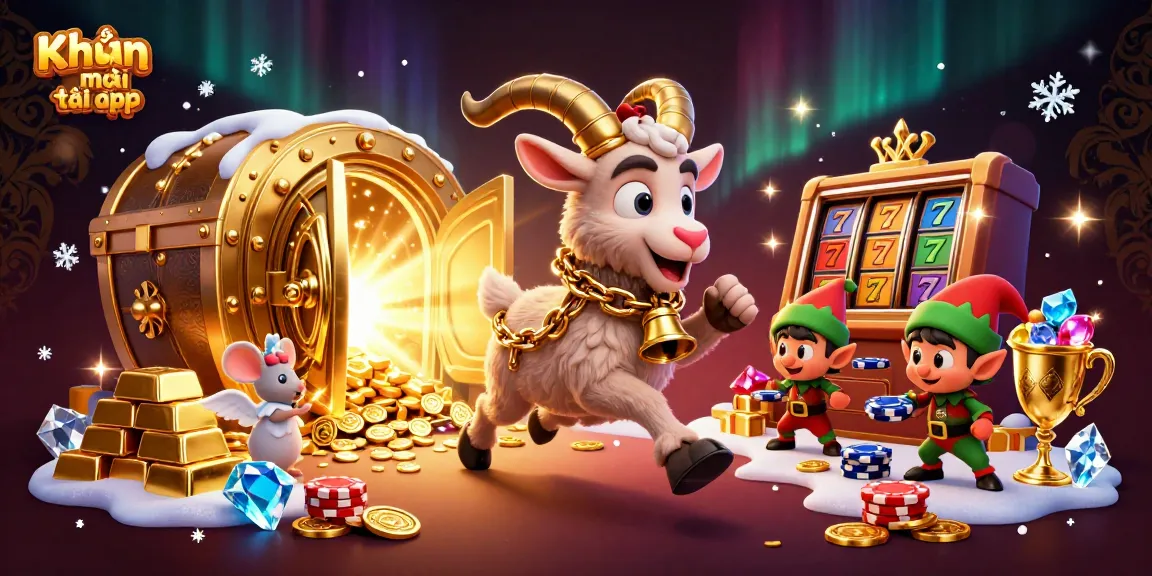 Engage with Khuyến mãi tải app at a vibrant casino scene featuring Krampus and festive characters.