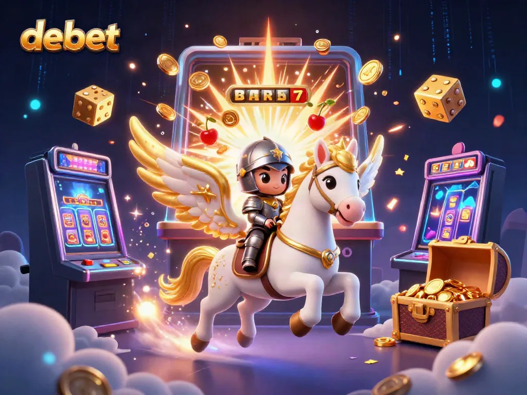 Experience thrilling moments with debet's celestial casino adventure featuring a mystical horse and explosive jackpot.