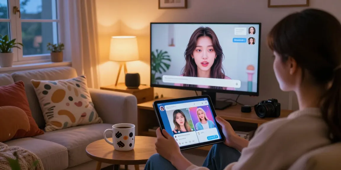 Engaging nsfw ai chat scene with personalized AI character displayed on a monitor in a cozy home.