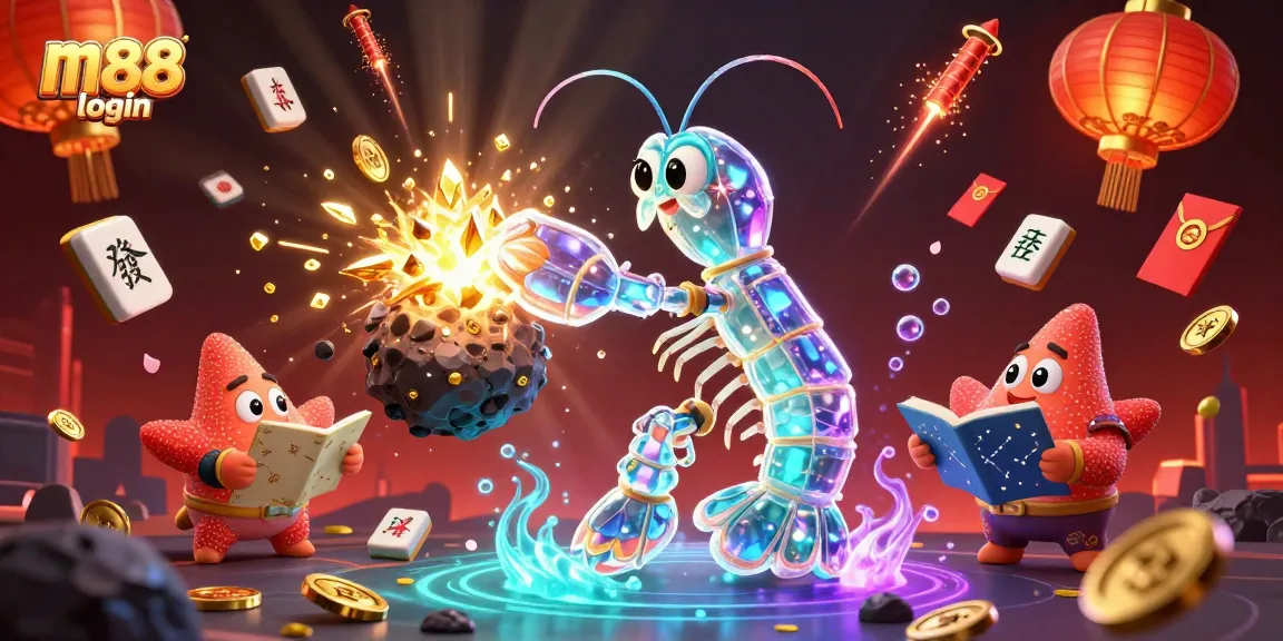 Engage with M88 login for thrilling online gaming with an exciting 3D illustration.