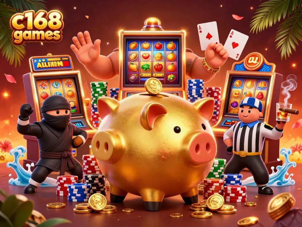 Experience thrilling c168 games in a vibrant casino scene with engaging characters and dynamic gameplay elements.